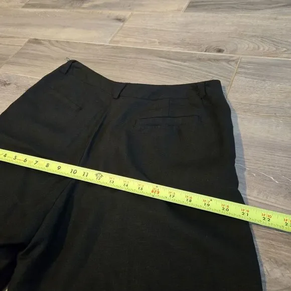 Larry Levine Linen Blend black Wide Leg Crop Pants Trousers Cuffed Hem Sz 16 - Picture 8 of 10
